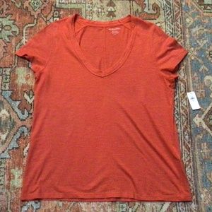 NWT Banana Republic Cozy Slub Short Sleeve T Shirt, Sz L Red